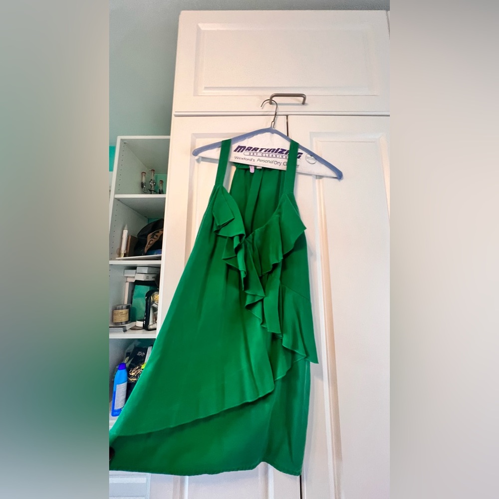 Kelly green ruffled tank top